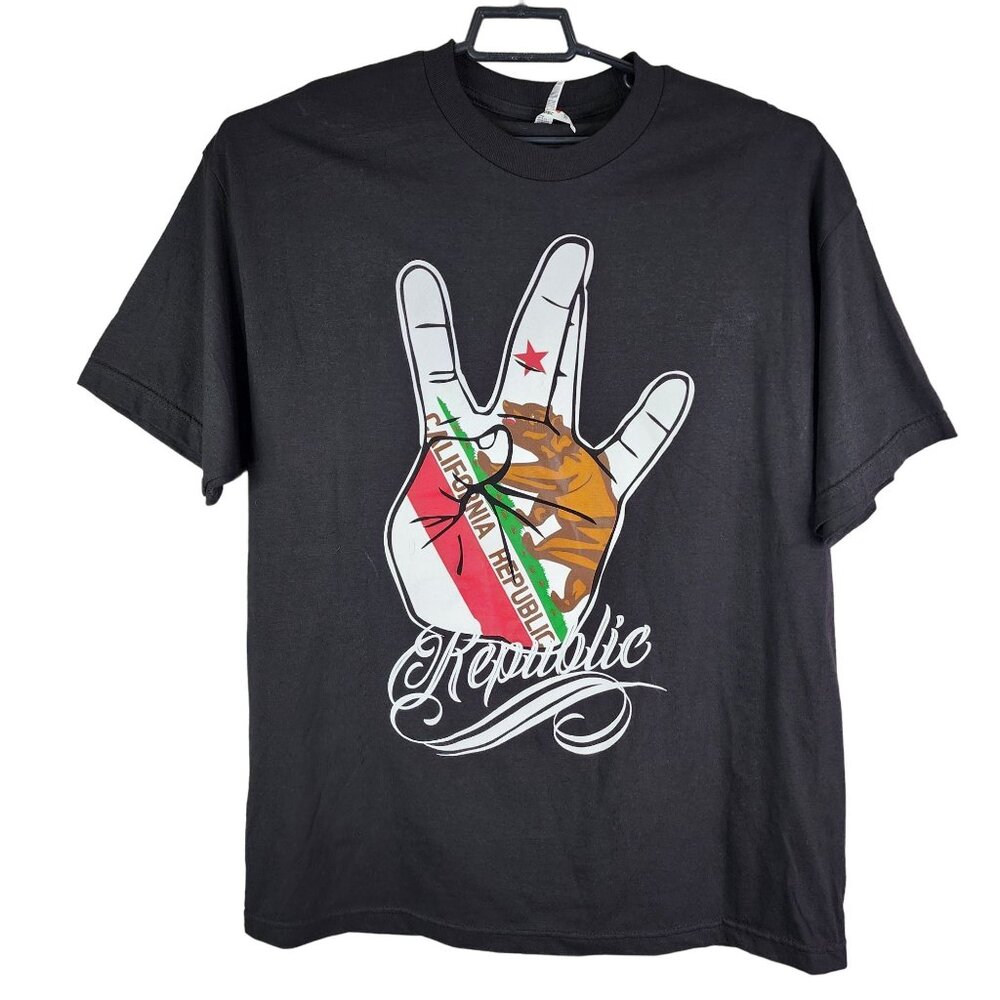 Men's Black Alstyle Classic California Republic Shirt Short Sleeve Size XL